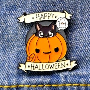 Happy Halloween Black Cat Pumpkin